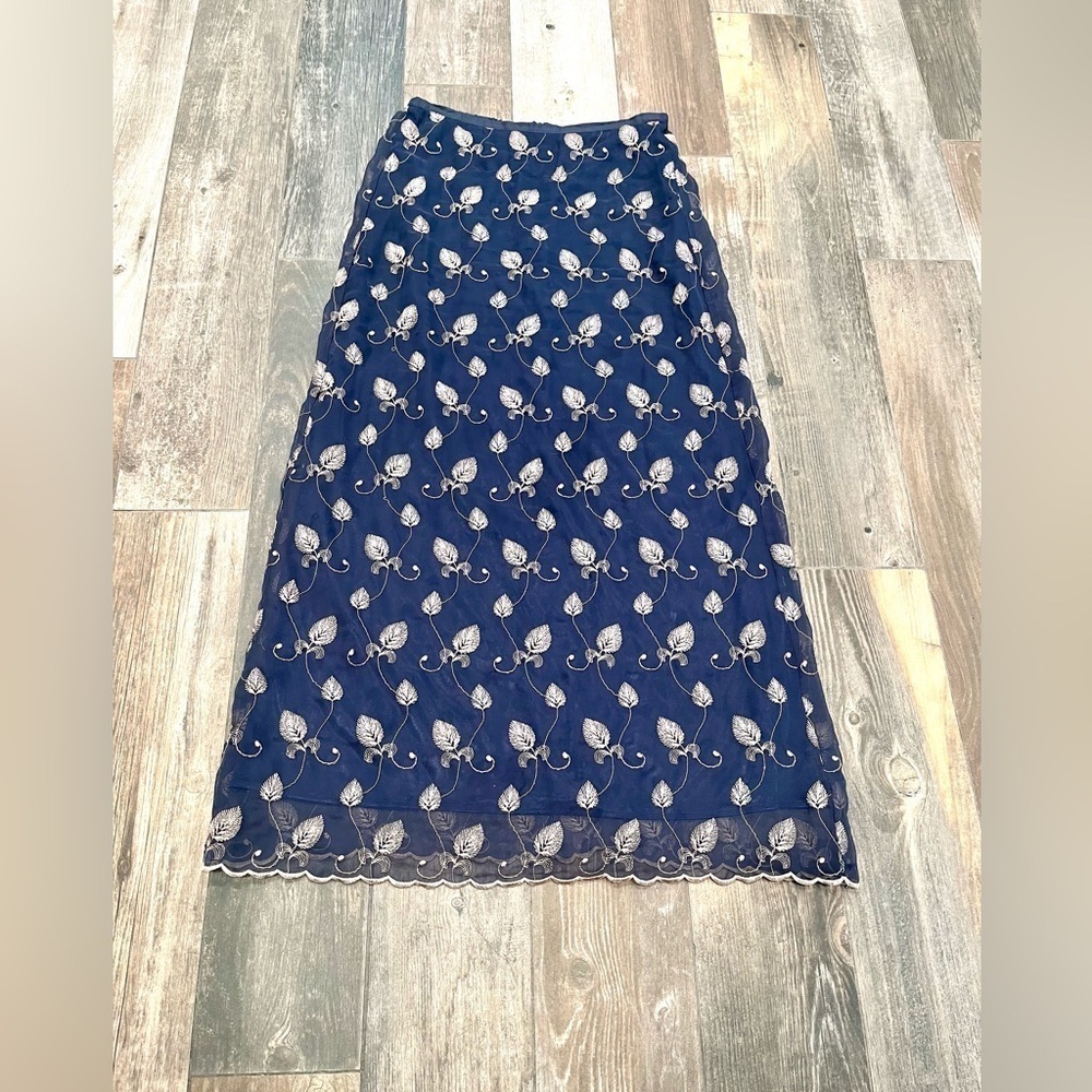 Vintage Compagnie Internationale Express Embroidery Leaves Leaf Maxi Skirt 5/6